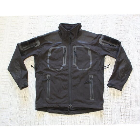 War Armor Fleece lined Tactical Black Softshell Men Jacket Size Large Pockets - Picture 1 of 13